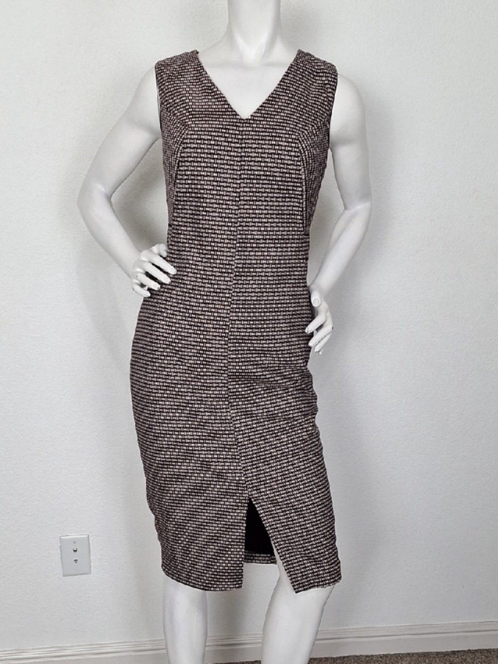 Next Tailoring NEW Brown Tan Quiet Luxury Sheath Midi Dress Size UK 10=US 6